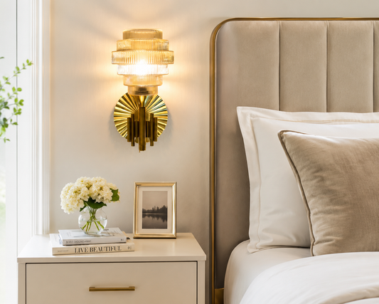 HDC Luxury Crystal Glass Wall Light for Bedroom, Living Room