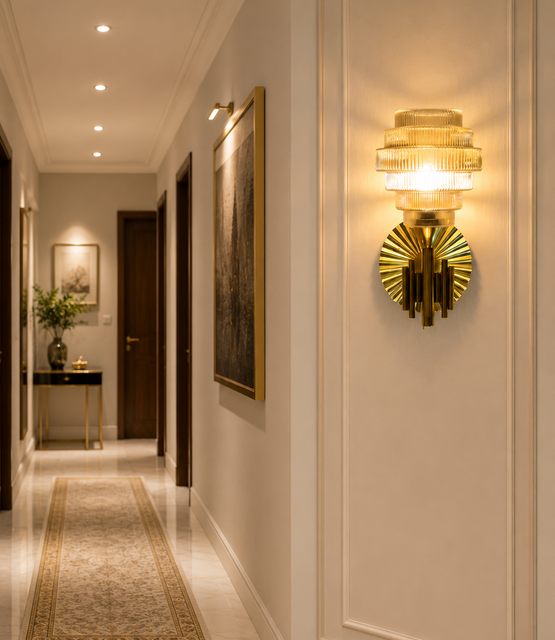 HDC Luxury Crystal Glass Wall Light for Bedroom, Living Room