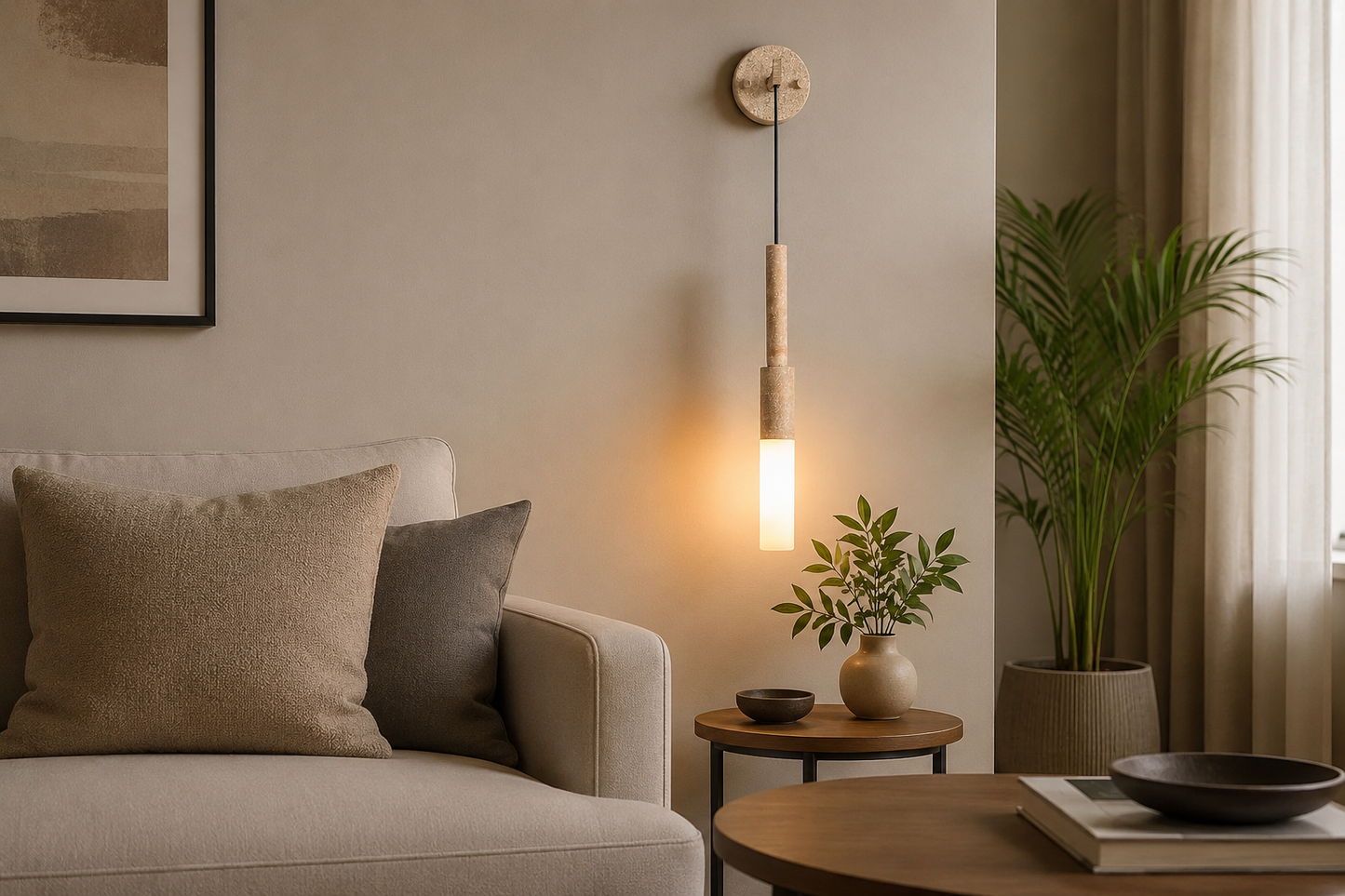 HDC Luxury Marble Hanging Wall Light for Bedroom, Living Room