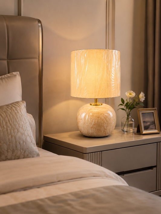 HDC Luxury Marble Base Table Lamp for Bedside Table, Living Room