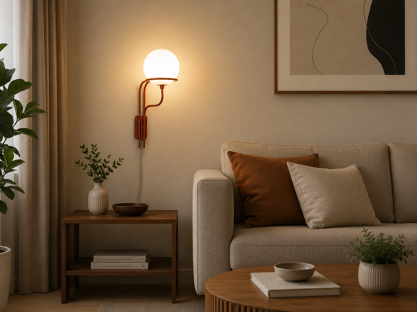 HDC Modern Red Frosted Globe Wall Light for Bedroom, Living Room