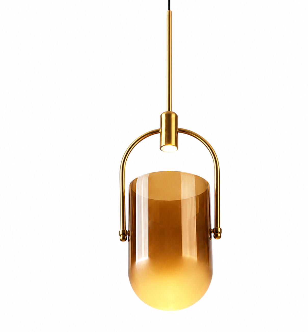 HDC Modern Amber Glass Pendant Light for Bedroom, Living Room
