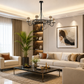 HDC Modern Black Metal & Smoke Glass Chandelier for Bedroom, Living Room