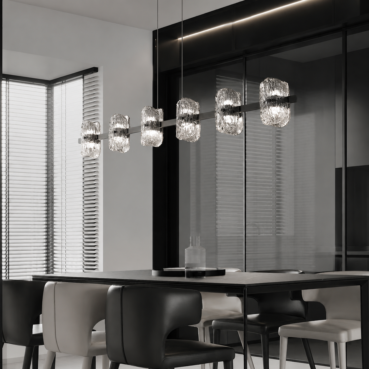 HDC Modern 1200mm Smoke Glass Linear Chandelier for Dining Area