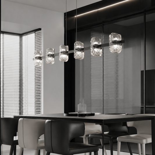 HDC Modern 1200mm Smoke Glass Linear Chandelier for Dining Area