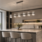 HDC Modern 1200mm Smoke Glass Linear Chandelier for Dining Area