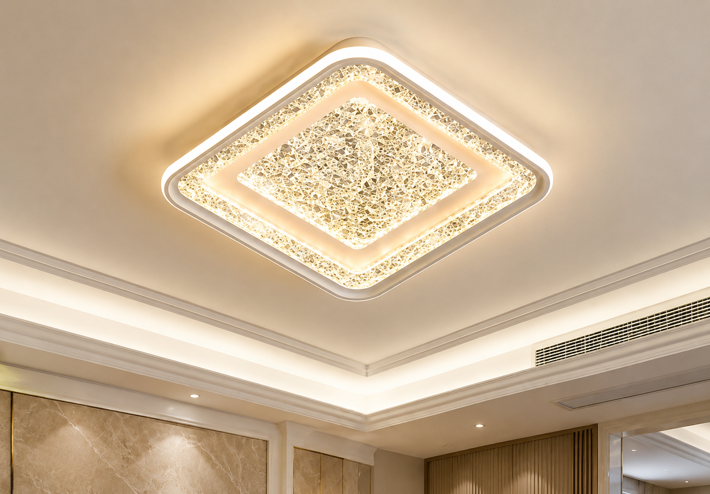 HDC Luxury Crystal LED Square & Round Ceiling Light for Bedroom, Living Room