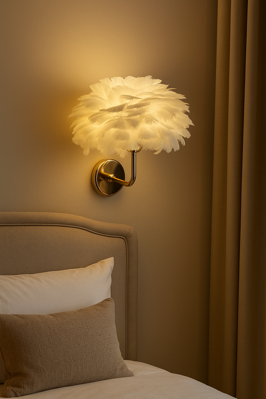 Hdc Modern Luxury Feather Wall Light For Living Room, Bedroom