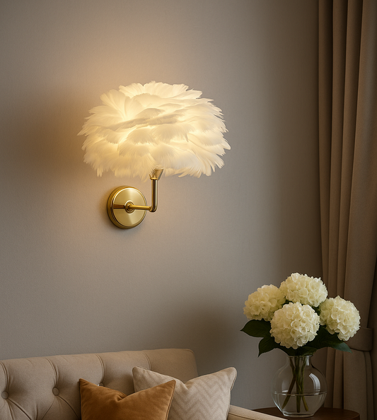 Hdc Modern Luxury Feather Wall Light For Living Room, Bedroom