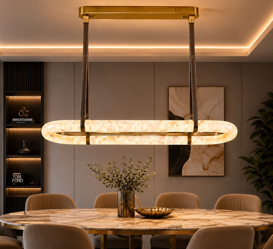 HDC 1000mm Luxury Resin LED Linear Chandelier for Dining & Kitchen Island