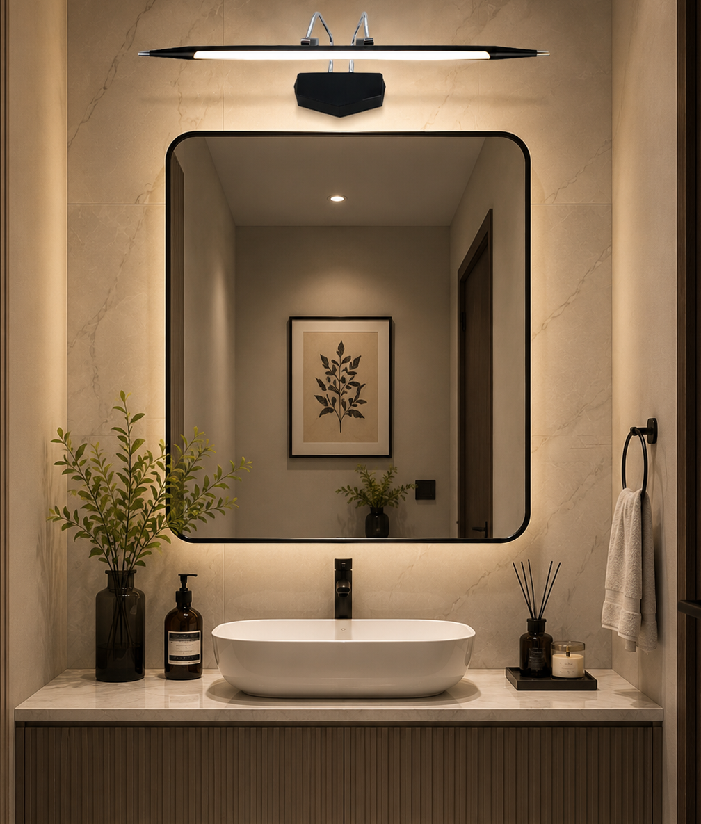 HDC Luxury Black LED Mirror Light for Washroom, Vanity Area