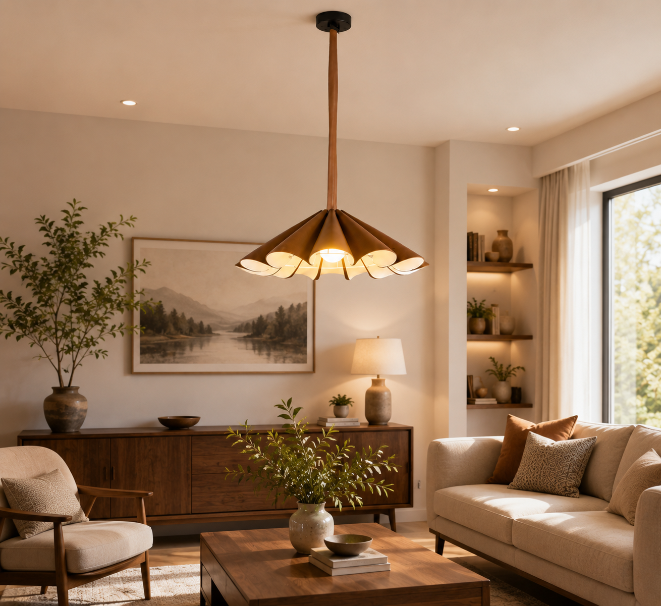 HDC Modern Brown/ Grey Designer Multi-Shade Pendant Light for Dining Room