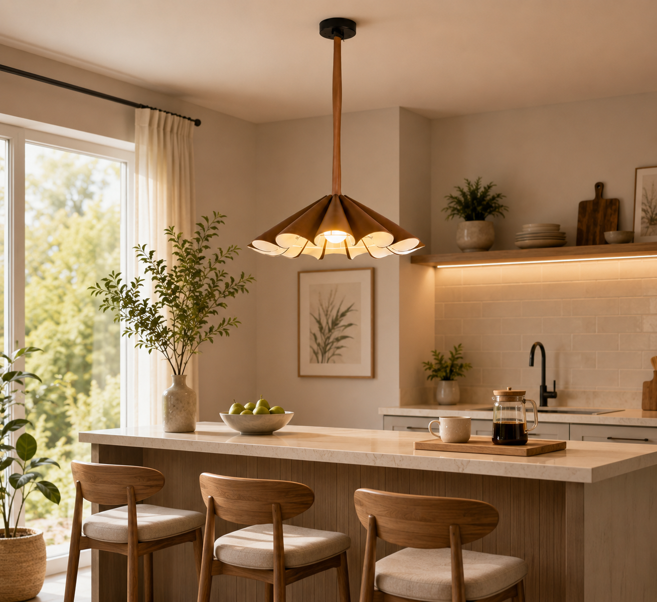 HDC Modern Brown/ Grey Designer Multi-Shade Pendant Light for Dining Room
