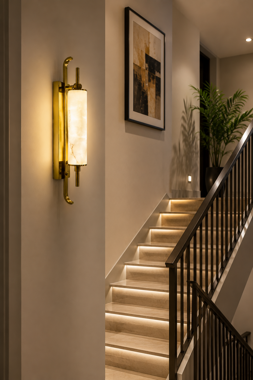 HDC Luxury Marble Look LED Wall Light for Bedroom Living Room