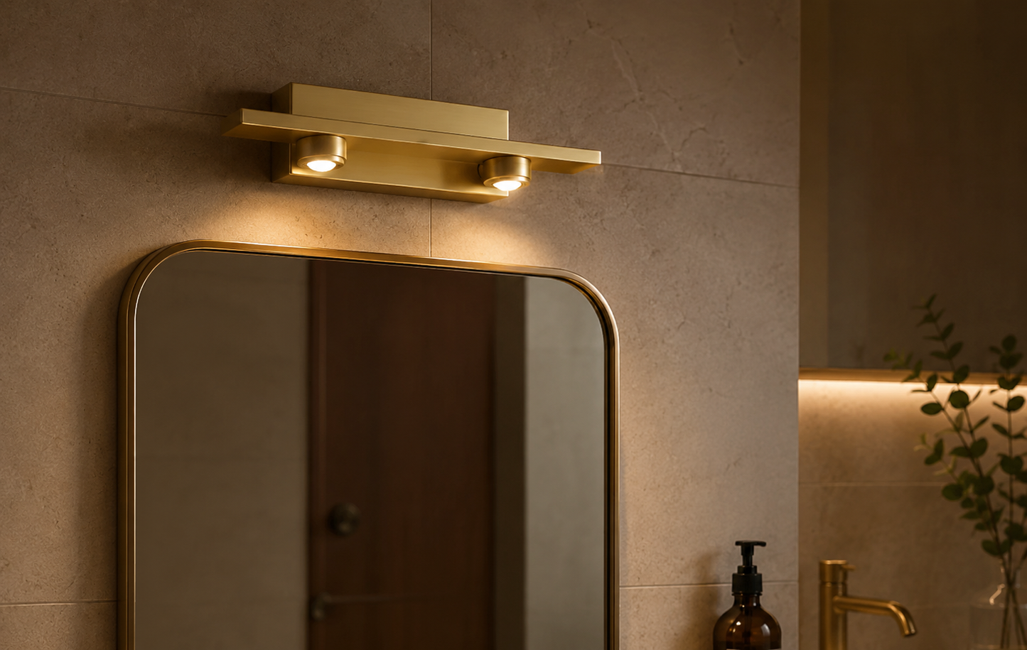HDC Modern Brass LED Mirror Light for Vanity Area, Dressing Room
