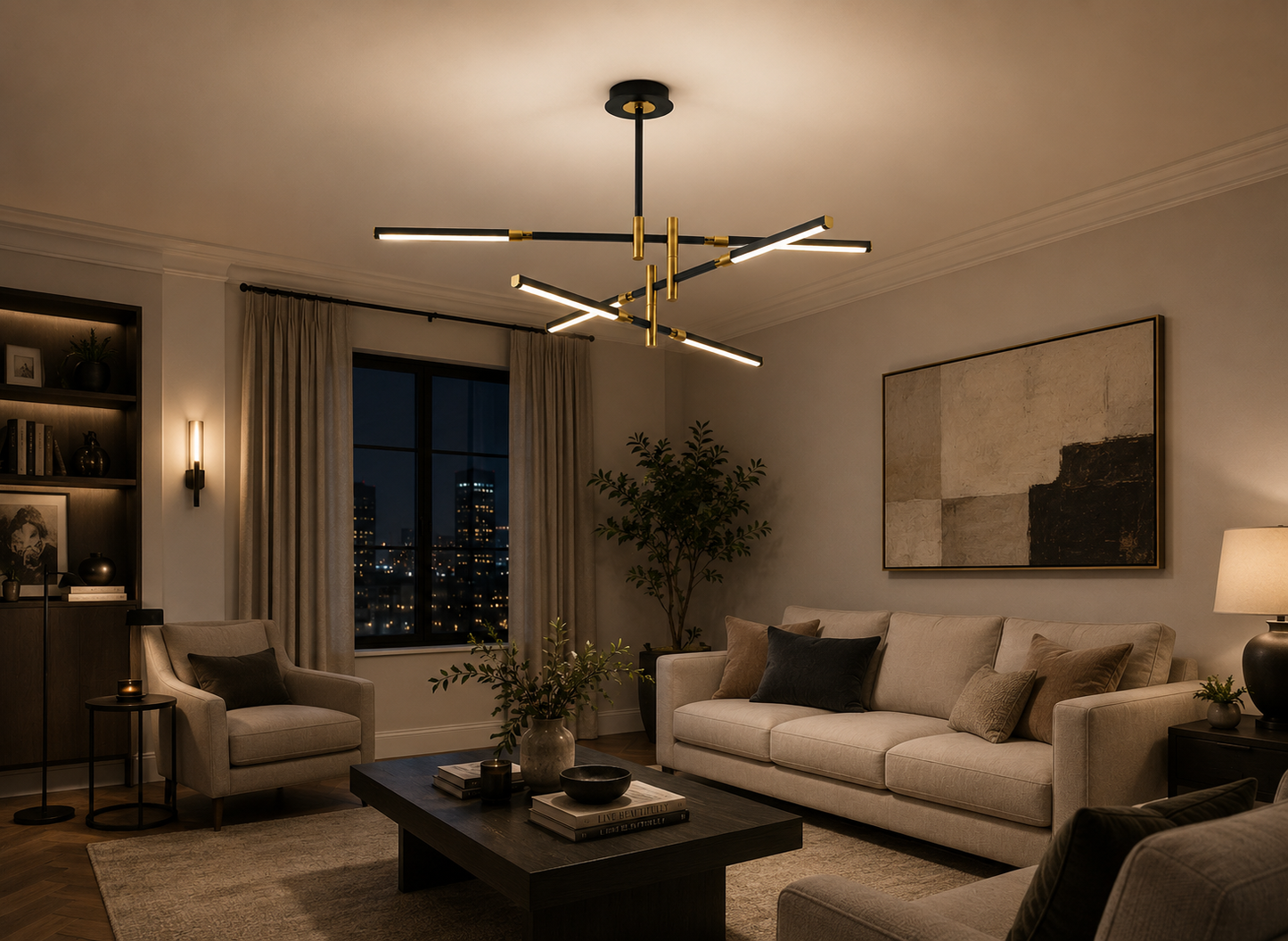HDC Luxury Modern Geometric LED Chandelier for Bedroom, Living Room