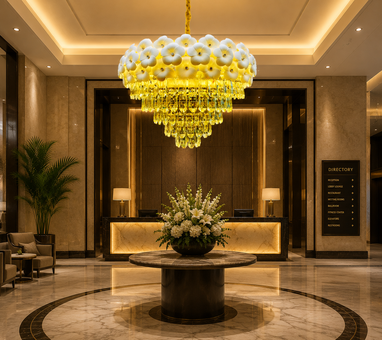 HDC 600mm Luxury Hanging Floral Crystal Chandelier for Duplex Homes, Banquet Halls and Premium Villas
