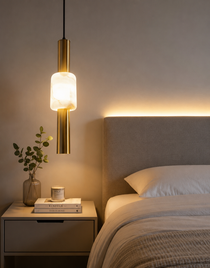 HDC Modern Gold Glass Pendant Light for Bedroom, Living Room