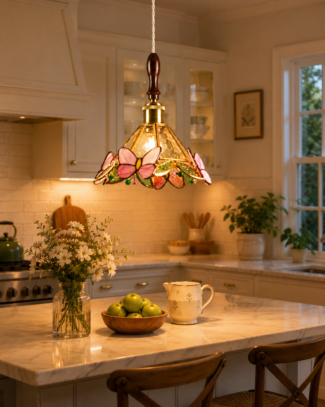 HDC Vintage Floral Tiffany Style Pendant Light