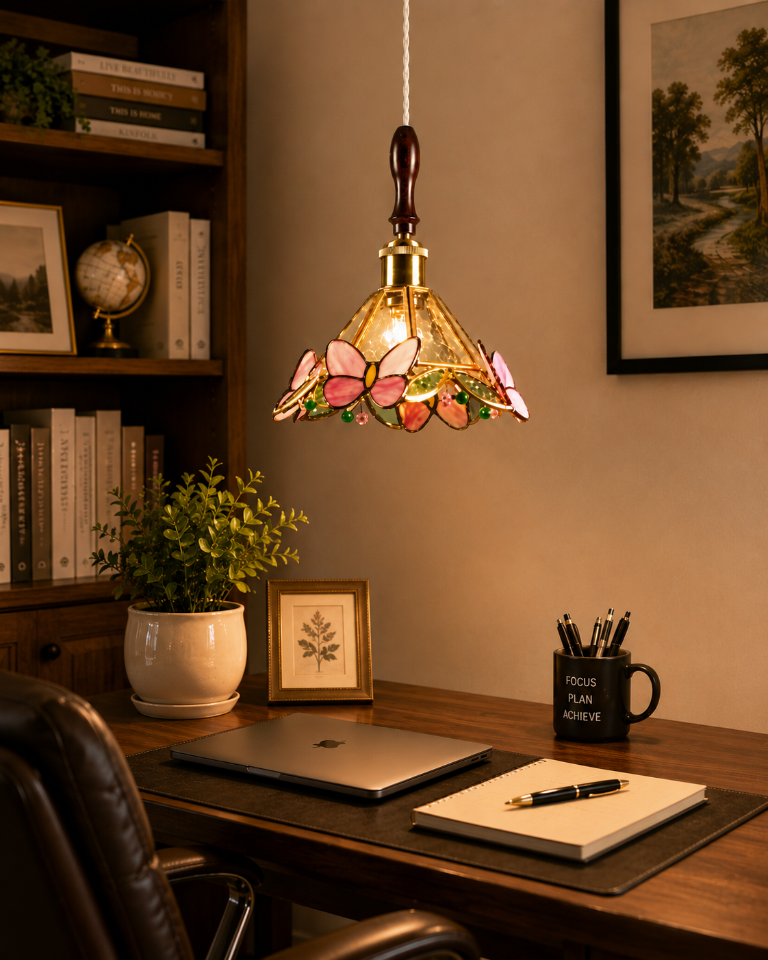 HDC Vintage Floral Tiffany Style Pendant Light