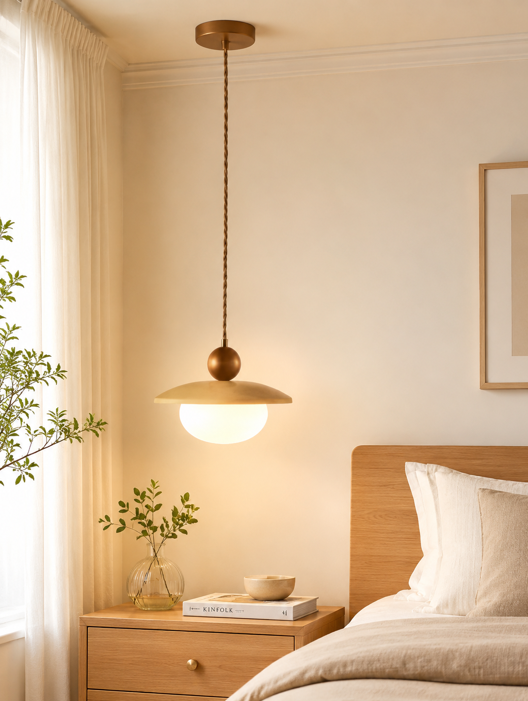 HDC Modern Nordic Dome Pendant Light for Bedroom, Living Room
