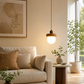 HDC Modern Wooden Globe Pendant Light for Bedroom, Living Room