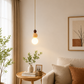 HDC Modern Wooden Globe Pendant Light for Bedroom, Living Room
