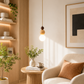 HDC Modern Wooden Globe Pendant Light for Bedroom, Living Room