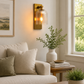 HDC Modern Amber Glass Wall Light for Bedroom, Living Room