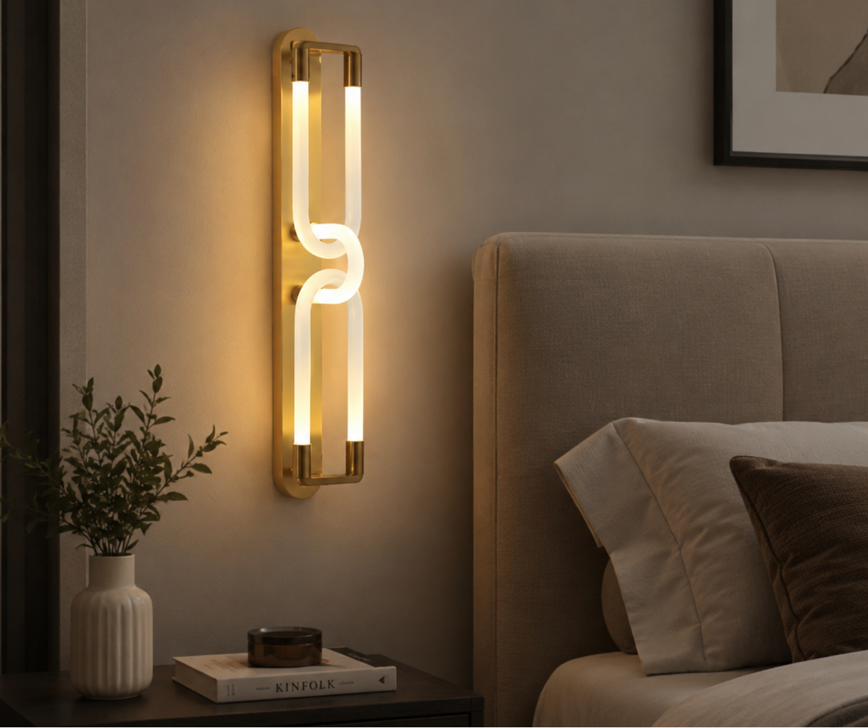 HDC Modern Gold LED Wall Light for Bedroom, Living Room