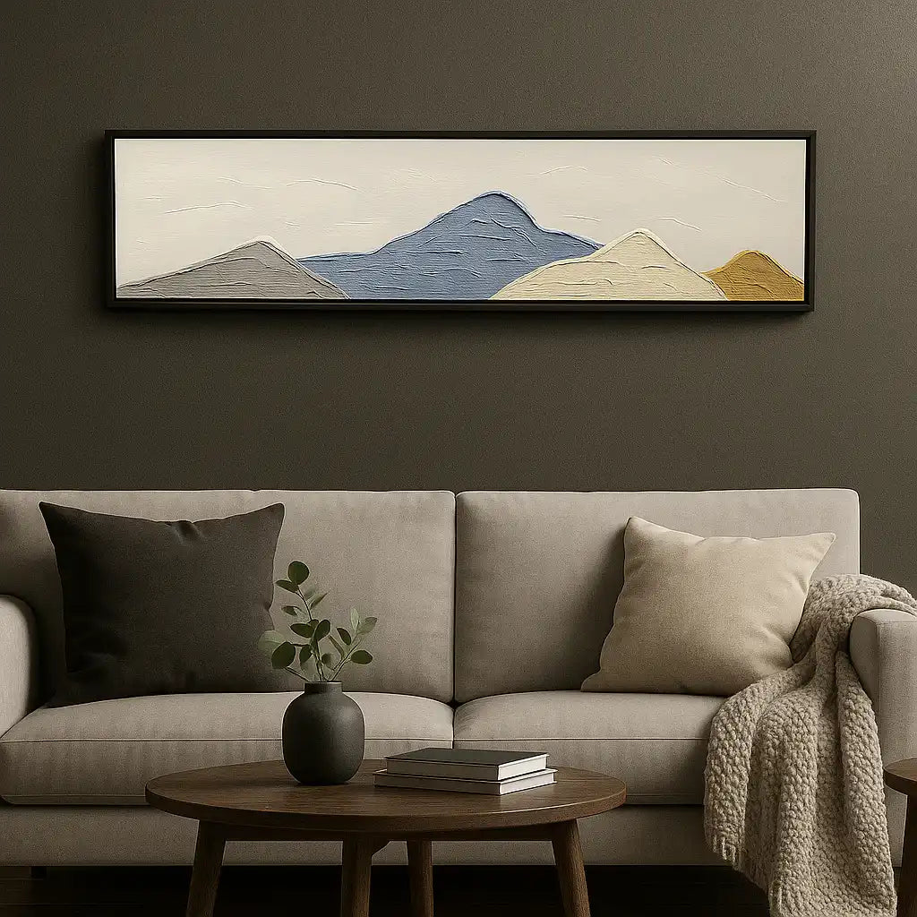 HDC Handcrafted Beautiful Design Painting Of Minimalist Mountain Range Textured Wall Art Multicolor Abstract Landscape Painting Design-3
