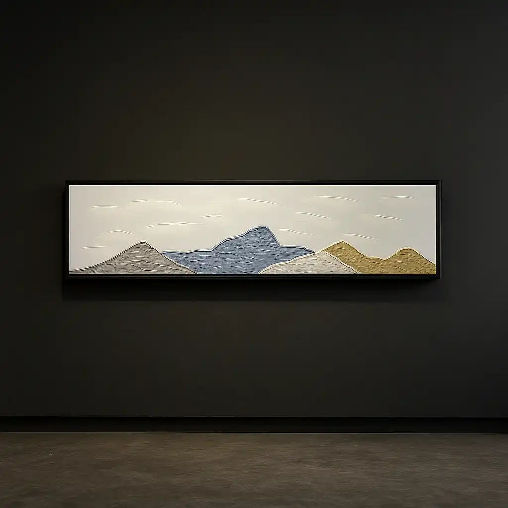 HDC Handcrafted Beautiful Design Painting Of Minimalist Mountain Range Textured Wall Art Multicolor Abstract Landscape Painting Design-3