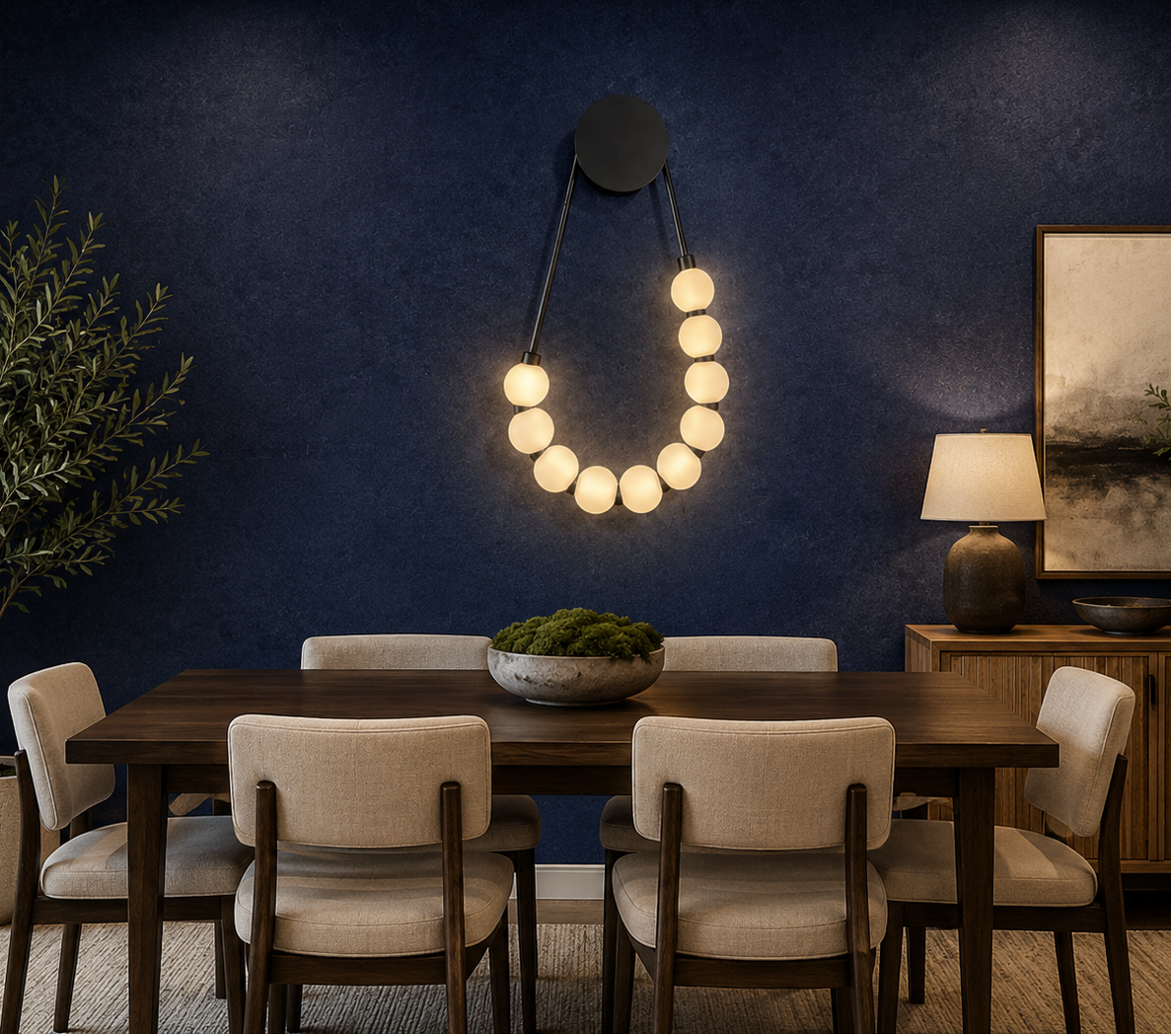 HDC Modern Black Globe Loop Wall Light for Bedroom, Living Room