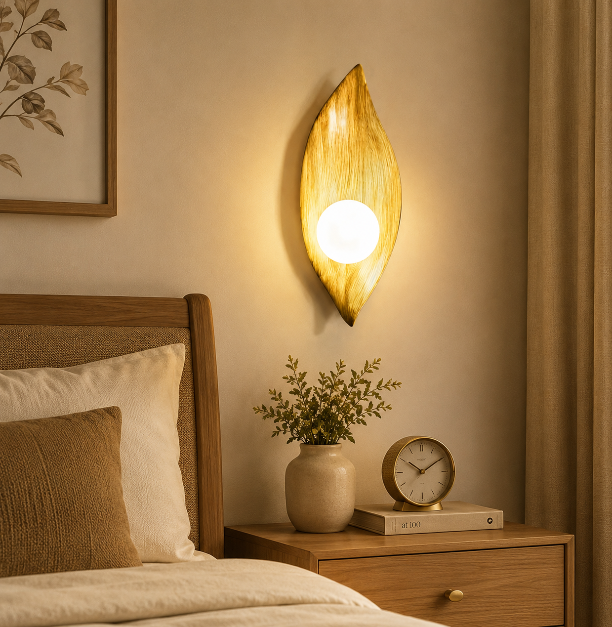 HDC Modern Leaf Design Resin Wall Light for Bedroom, Living Room