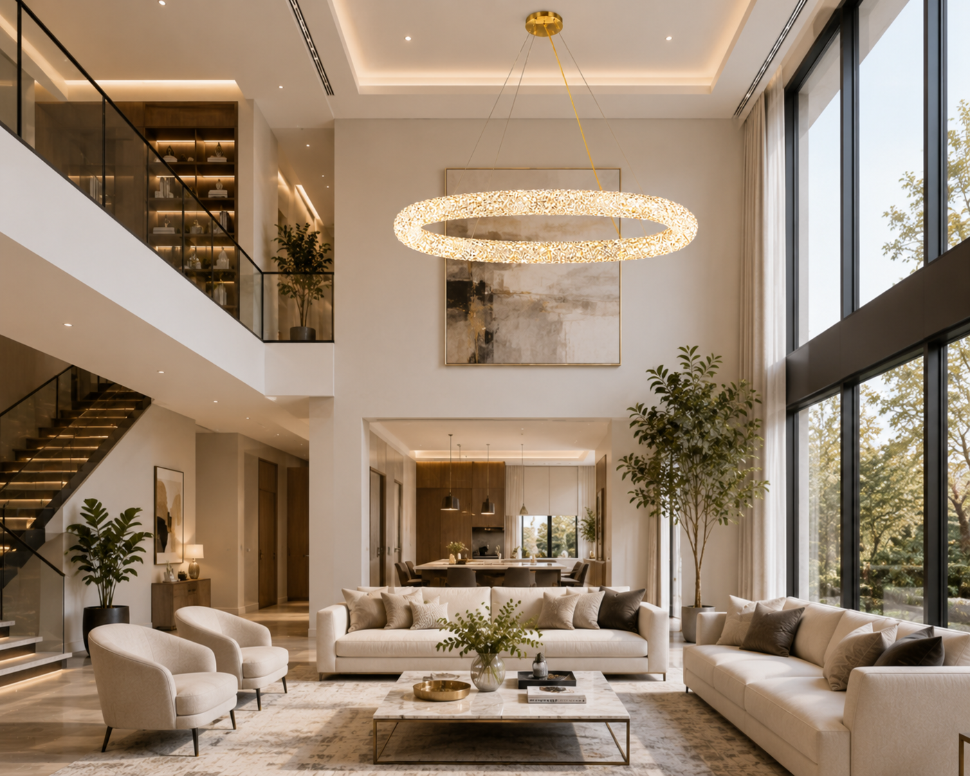 HDC Luxury Crystal Oval LED Chandelier for Bedroom, Living Room