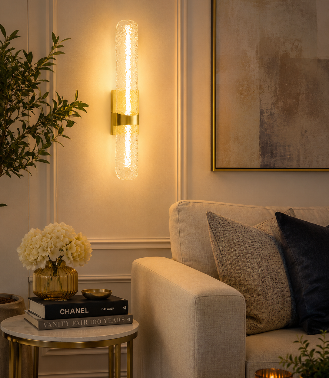 HDC Modern Gold Crystal LED Wall Light for Bedroom, Living Room