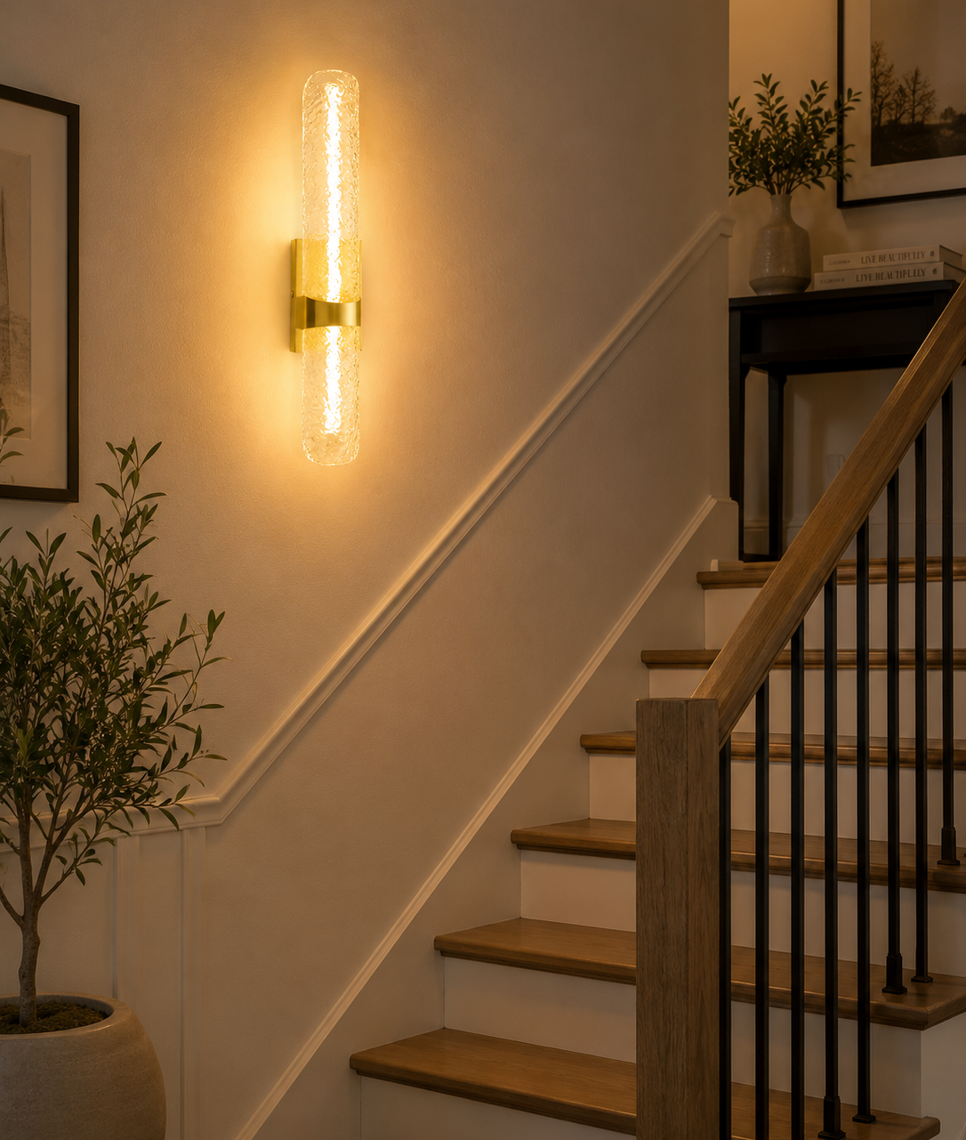 HDC Modern Gold Crystal LED Wall Light for Bedroom, Living Room