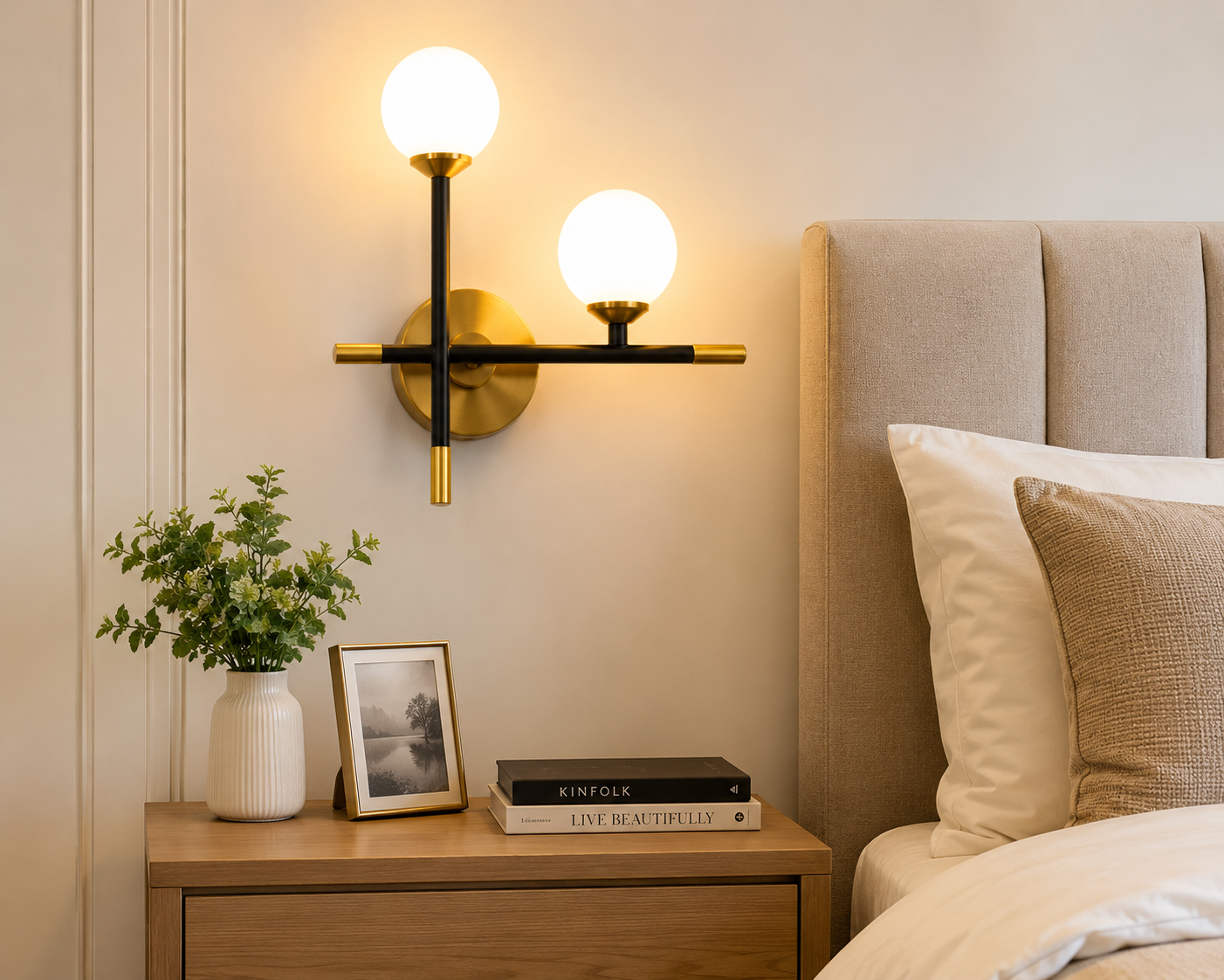 HDC Modern Dual Globe Wall Light for Bedroom, Living Room