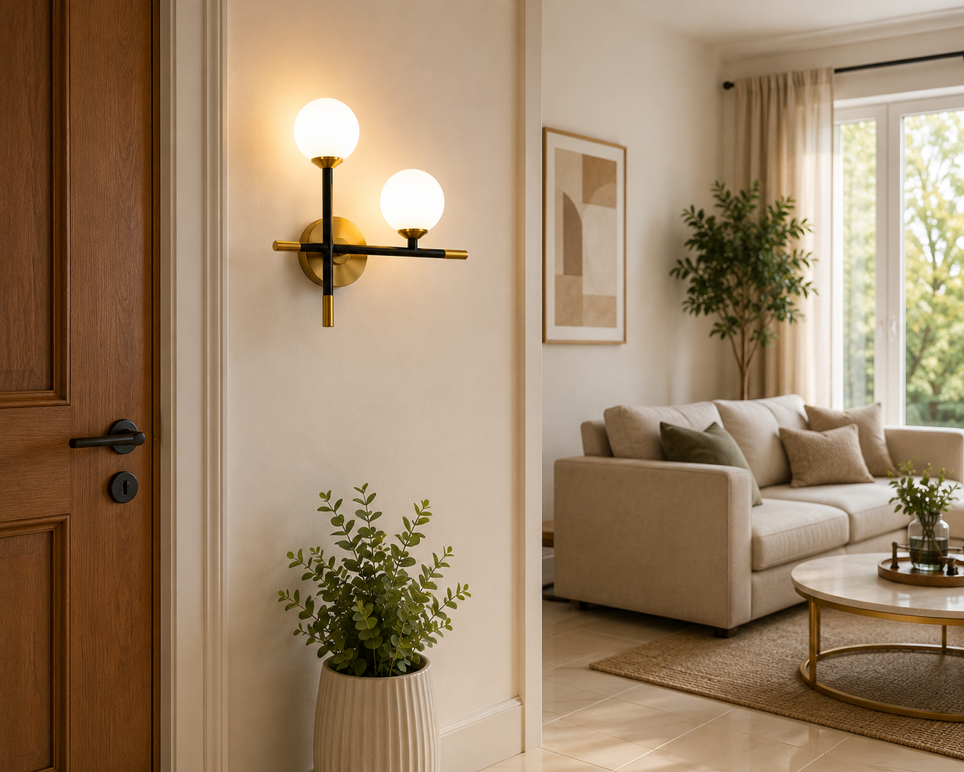 HDC Modern Dual Globe Wall Light for Bedroom, Living Room