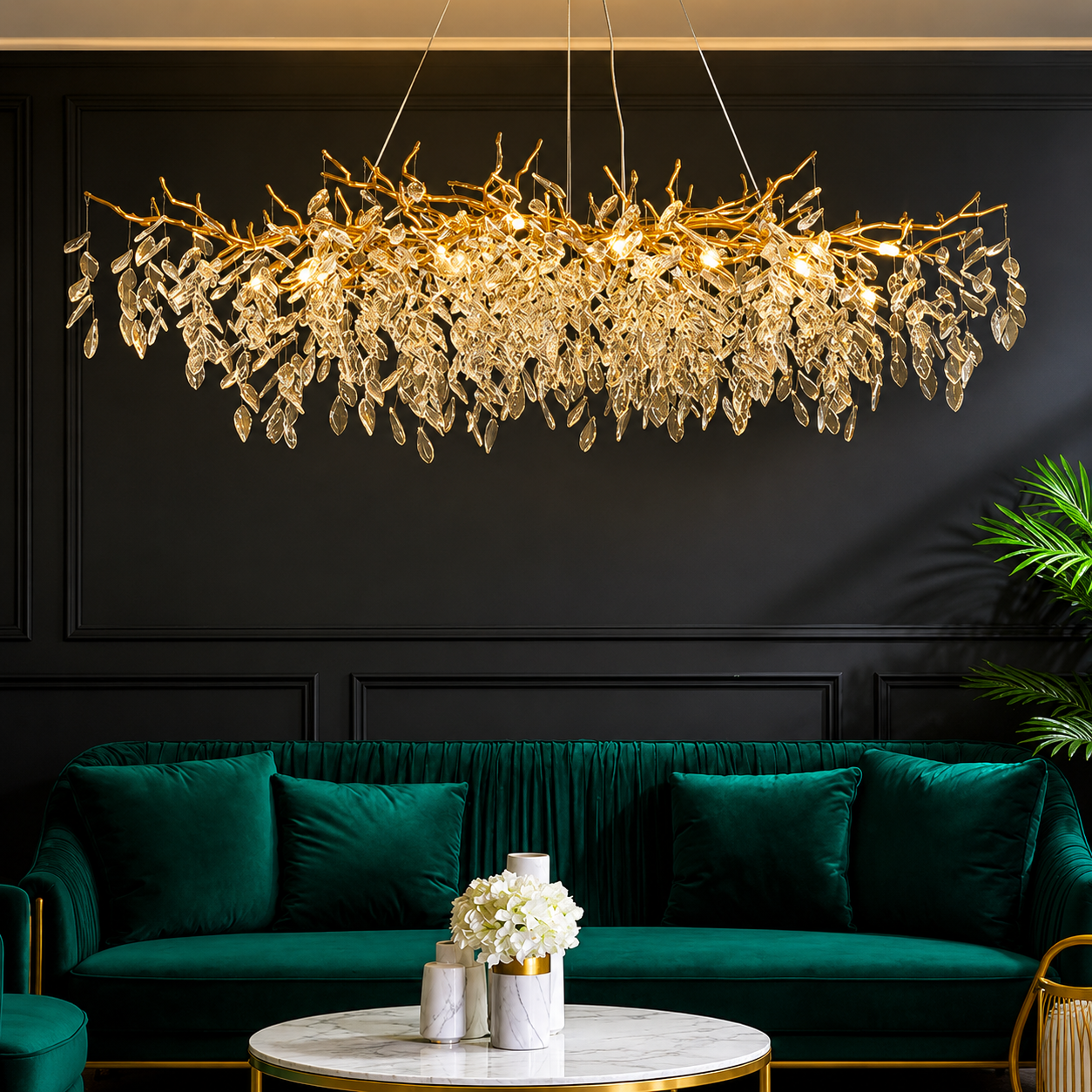 HDC Luxury 1800mm Crystal Branch Chandelier for Bedroom, Living Room