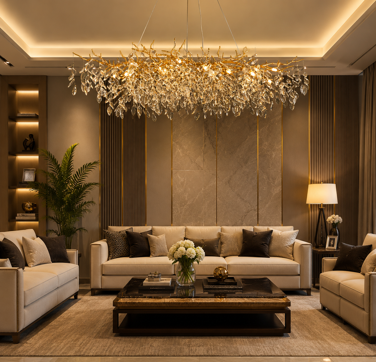 HDC Luxury 1800mm Crystal Branch Chandelier for Bedroom, Living Room