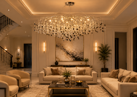 HDC Premium Handcrafted Crystal Ceiling Chandelier for Bedroom, Living Room