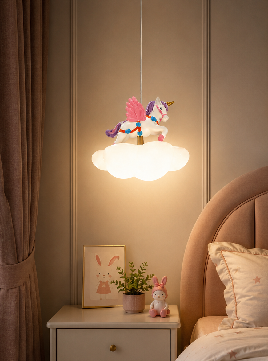HDC Kids Unicorn Cloud Pendant Light for Kids Bedroom, Nursery, Playroom