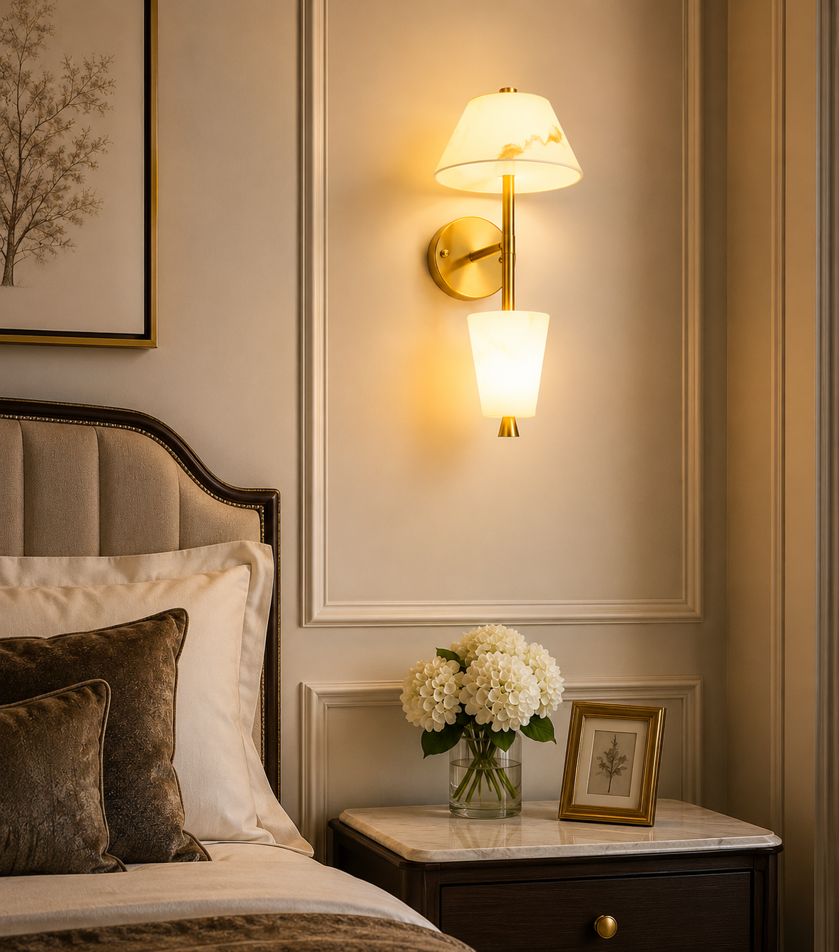 HDC Modern Dual-Shade Luxury Wall Light for Bedroom, Living Room