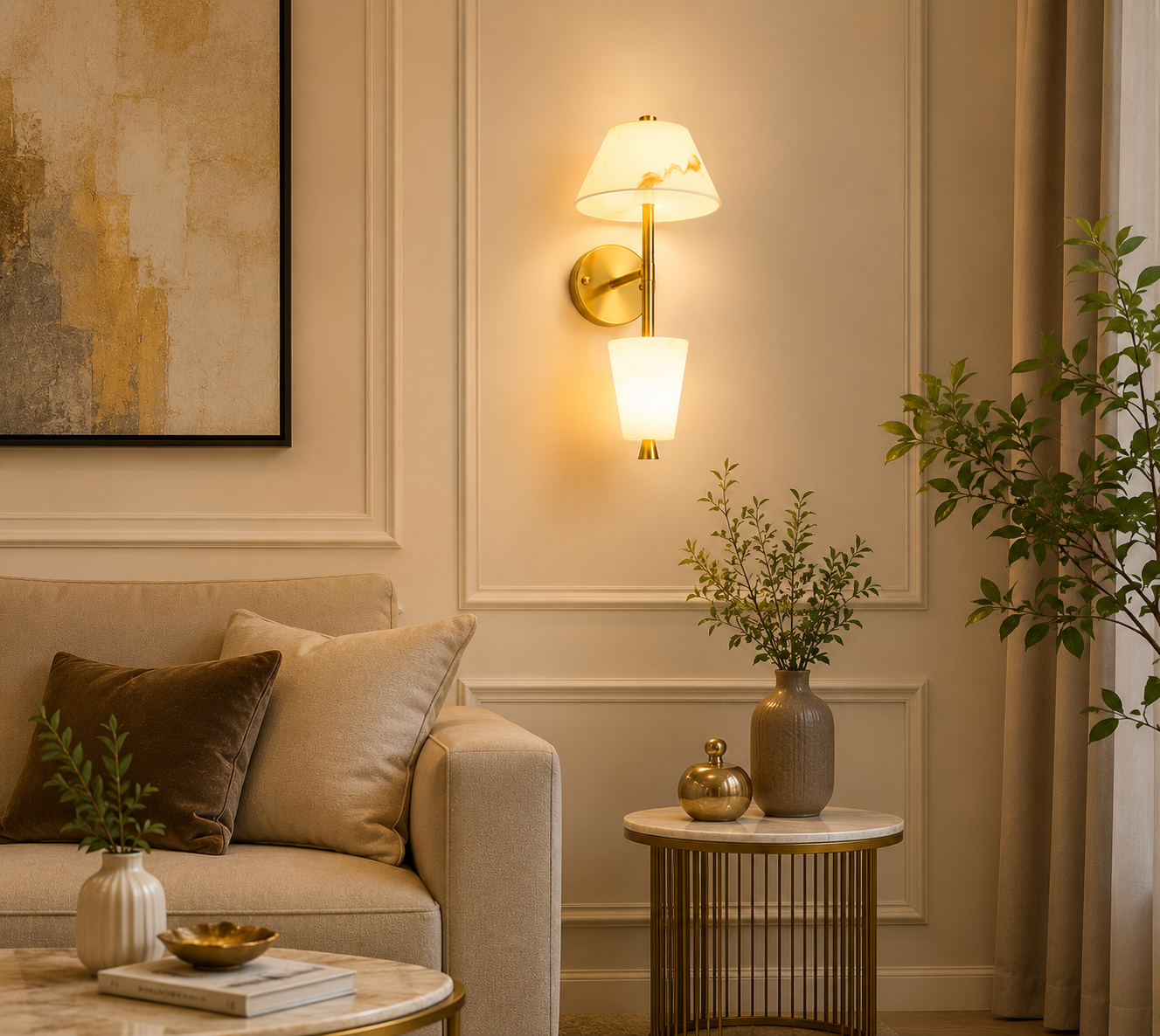 HDC Modern Dual-Shade Luxury Wall Light for Bedroom, Living Room