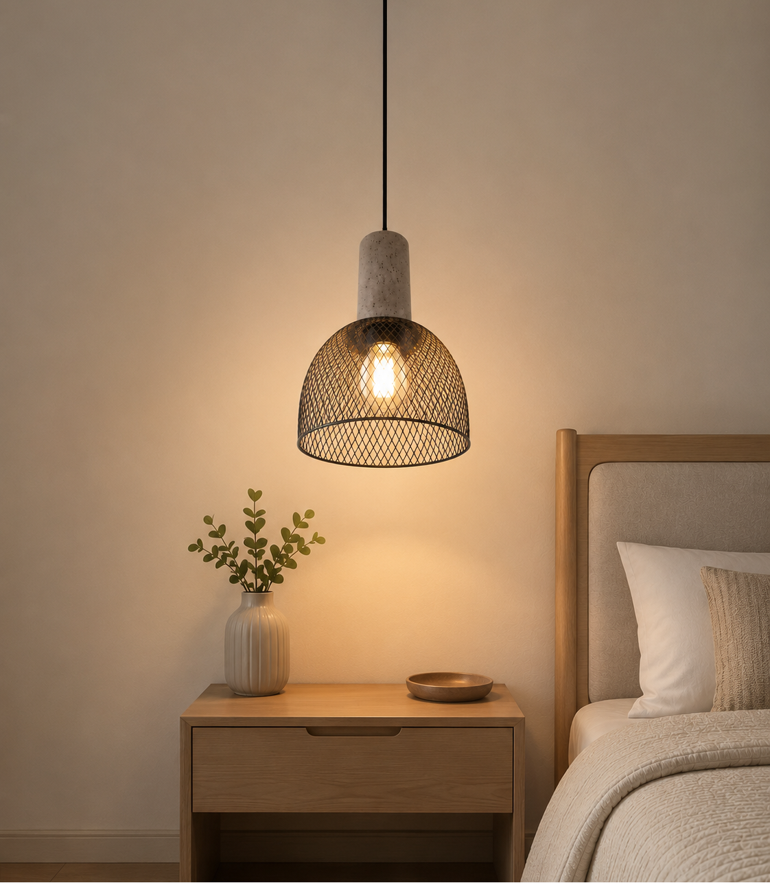 HDC Modern Industrial Terrazzo & Gold Mesh Pendant Light