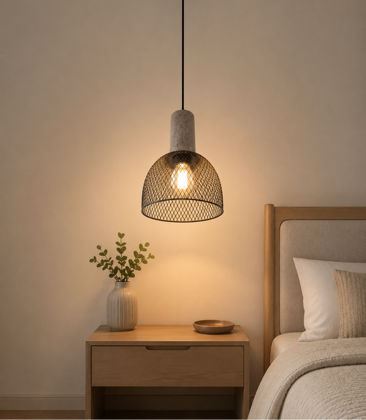 HDC Modern Industrial Terrazzo & Gold Mesh Pendant Light