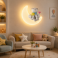 HDC Cute Bear Moon Kids Wall Light for Kids Bedroom, Nursery, Playroom