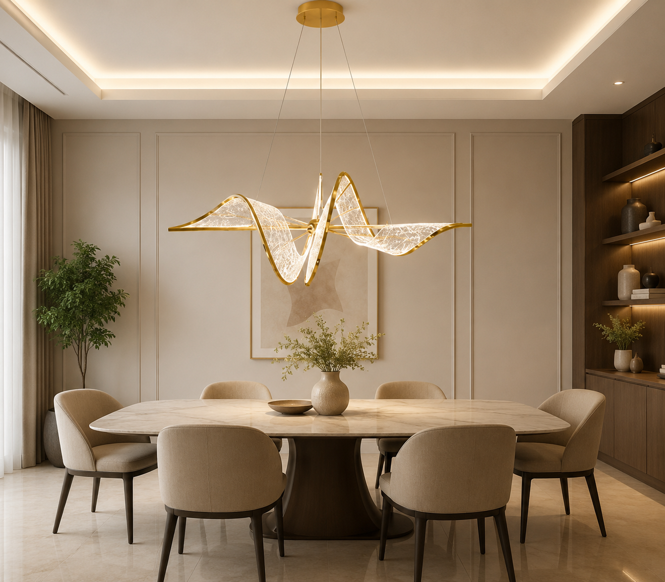 HDC Modern Wave Crystal Chandelier for Bedroom, Living Room