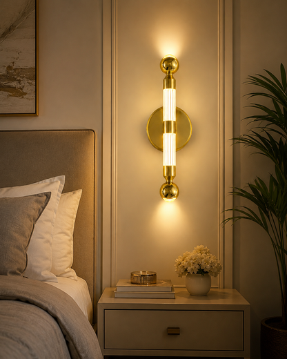 HDC Modern Gold/ Black Crystal LED Wall Light for Bedroom, Living Room